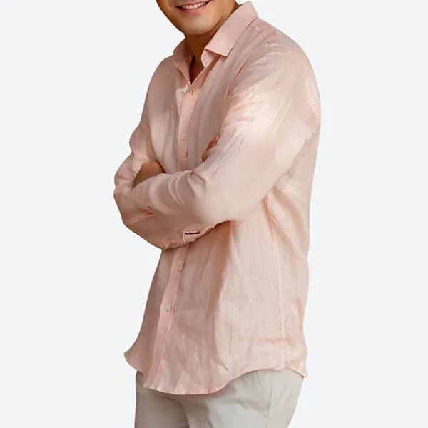 Áo Sơ Mi Nam F2 Fashion & Freedom Linen New Breeze SMM134-HD-S-0619 Hồng Nhạt Size S
