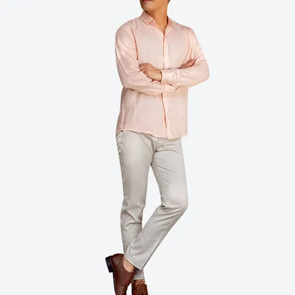Áo Sơ Mi Nam F2 Fashion & Freedom Linen New Breeze SMM134-HD-S-0619 Hồng Nhạt Size S