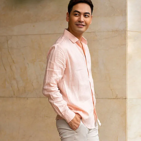 Áo Sơ Mi Nam F2 Fashion & Freedom Linen New Breeze SMM134-HD-S-0619 Hồng Nhạt Size S
