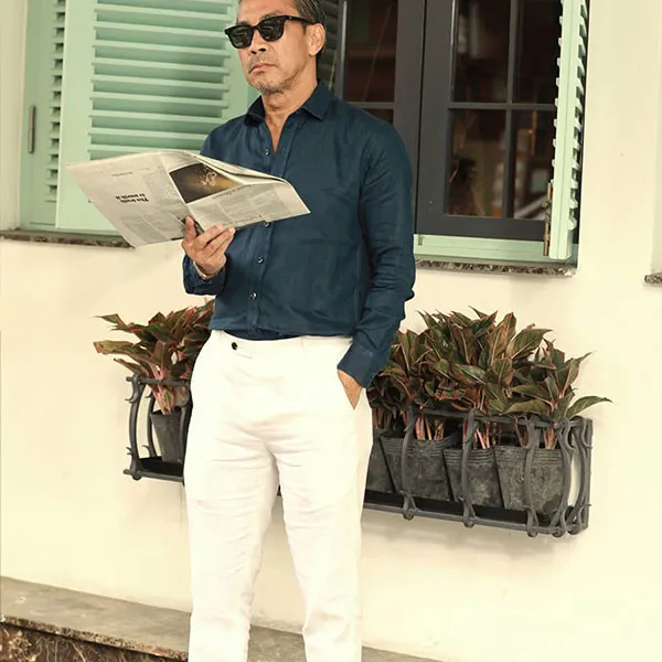Áo Sơ Mi Nam F2 Fashion & Freedom Linen New Breeze SMM166-XN-S-0619 Màu Xanh Đen Size S