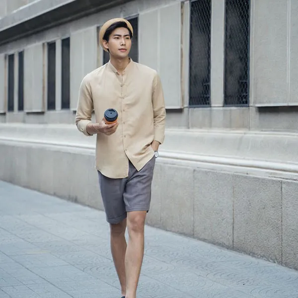 Áo Sơ Mi Nam F2 Fashion & Freedom Linen New Breeze SMM185-CFS-S-0619 Màu Cafe Sữa Size S