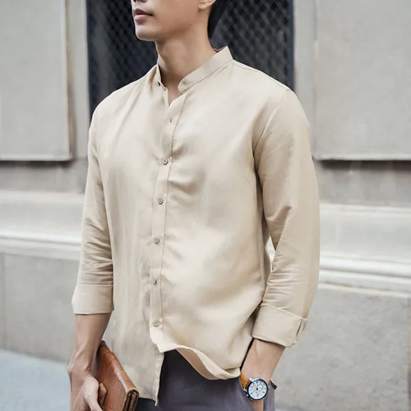 Áo Sơ Mi Nam F2 Fashion & Freedom Linen New Breeze SMM185-CFS-S-0619 Màu Cafe Sữa Size S