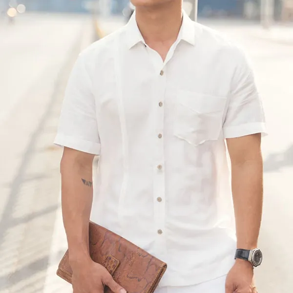 Áo Sơ Mi Nam F2 Fashion & Freedom Linen New Spirit SMMN016-T-S-1221 Màu Trắng Size S
