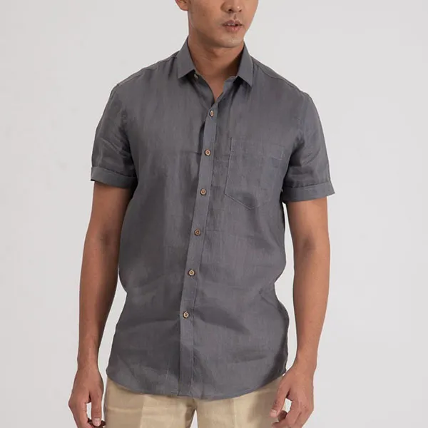 Áo Sơ Mi Nam F2 Fashion & Freedom Linen SMMN001-X-S-0619 Màu Xám Đậm Size S