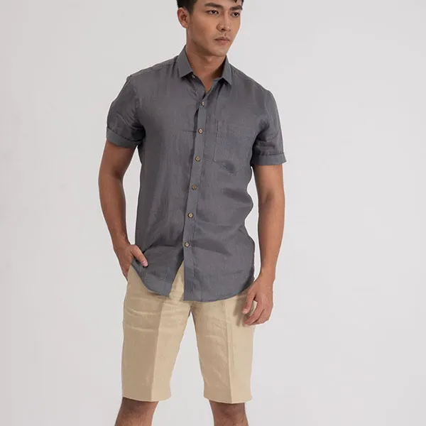 Áo Sơ Mi Nam F2 Fashion & Freedom Linen SMMN001-X-S-0619 Màu Xám Đậm Size S
