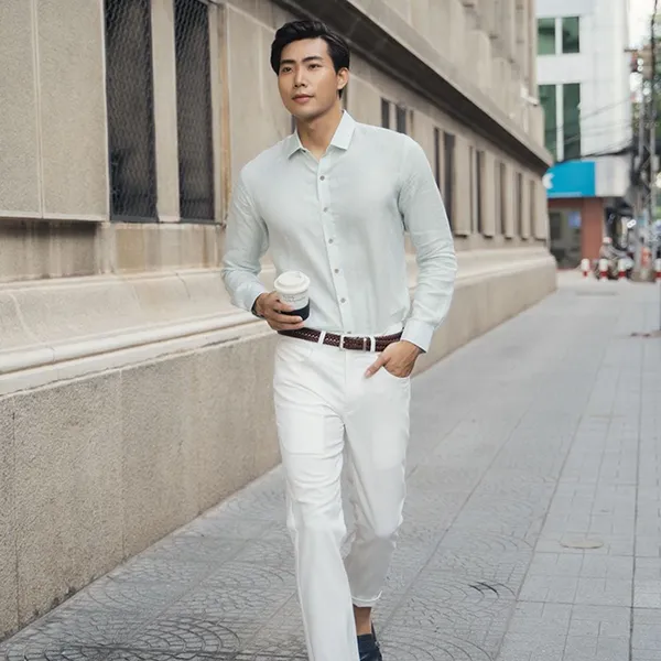 Áo Sơ Mi Nam F2 Fashion & Freedom Men's Blue Linen Shirt New Breeze SMM190-XTT-S-0619 Màu Xanh Blue Size S