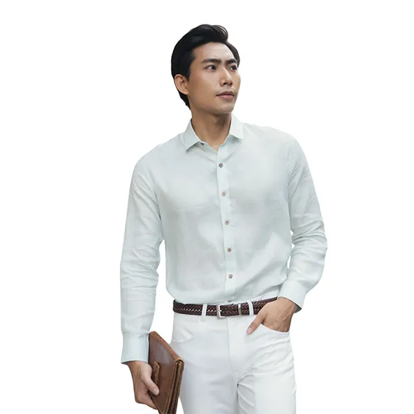 Áo Sơ Mi Nam F2 Fashion & Freedom Men's Blue Linen Shirt New Breeze SMM190-XTT-S-0619 Màu Xanh Blue Size S