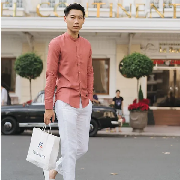 Áo Sơ Mi Nam F2 Fashion & Freedom Men's Linen Shirt With Mandarin Collar SMM182-DC-S-0619 Màu Đỏ Size S