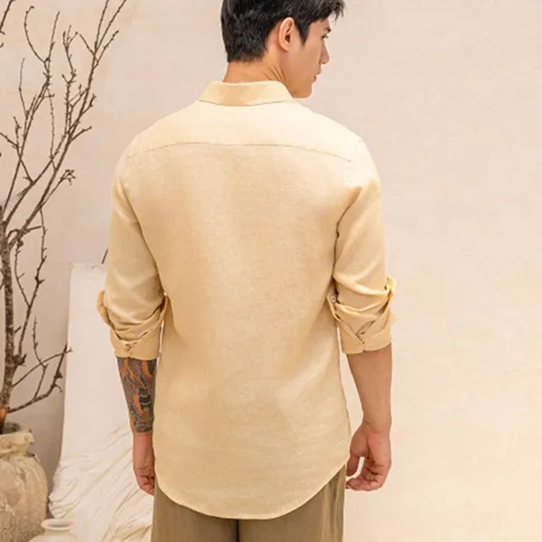 Áo Sơ Mi Nam F2 Fashion & Freedom Men's Yellow Linen Shirt SMM148-V1-S-0619 Màu Vàng Size S