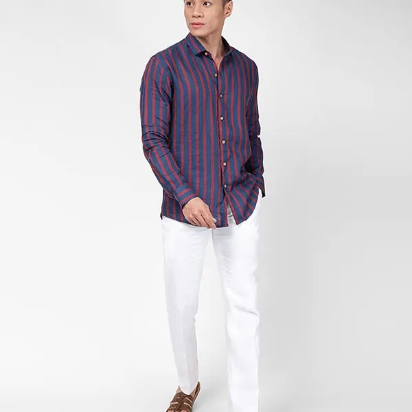Áo Sơ Mi Nam F2 Fashion & FreedomLinen SMM170-SXD-S-0319 Màu Đỏ Sọc Size S