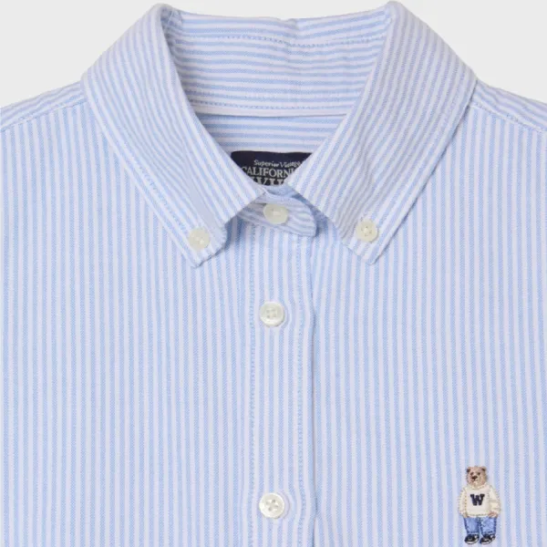 Áo Sơ Mi Nữ WHOAU Steve Oxford Shirts Slim Fit WHYWG2552F-LightBlue Màu Xanh Nhạt