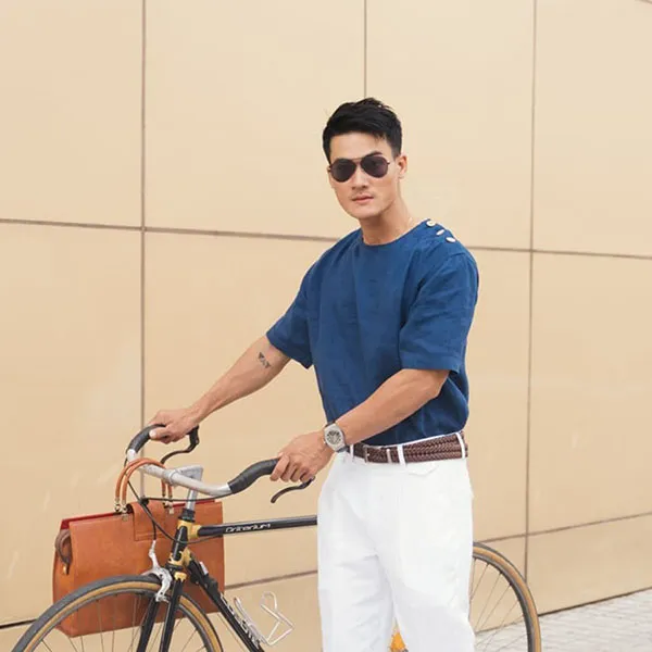 Áo Thun Nam F2 Fashion & Freedom Linen New Spirit SMMN014-XB-S-1221 Màu Xanh Bích Size S