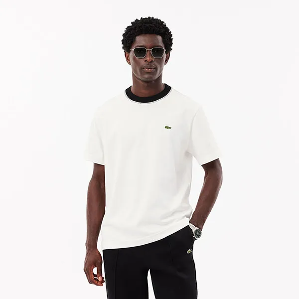 Áo Thun Nam Lacoste French Made Classic Fit T-shirt TH3837-70V Màu Trắng Size 5