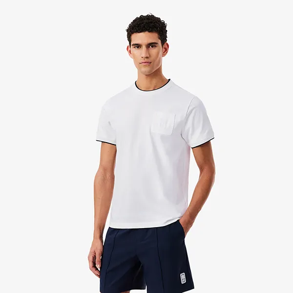 Áo Thun Nam Lacoste Ultra Dry Tennis Heritage Badge T-Shirt TH0209 001 Màu Trắng Size 3