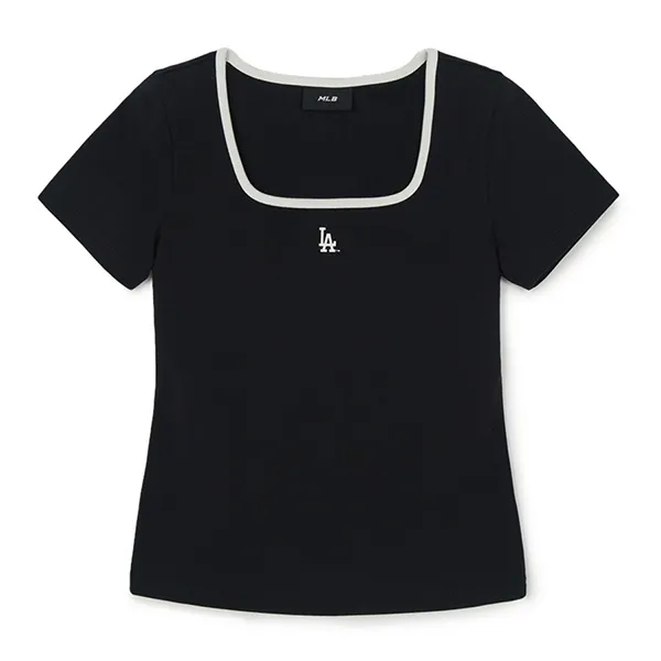 Áo Thun Nữ MLB Basic Squar Neck Slim Fit T-Shirts Los Angeles Dodgers 3FTSB7363-07BKS Màu Đen
