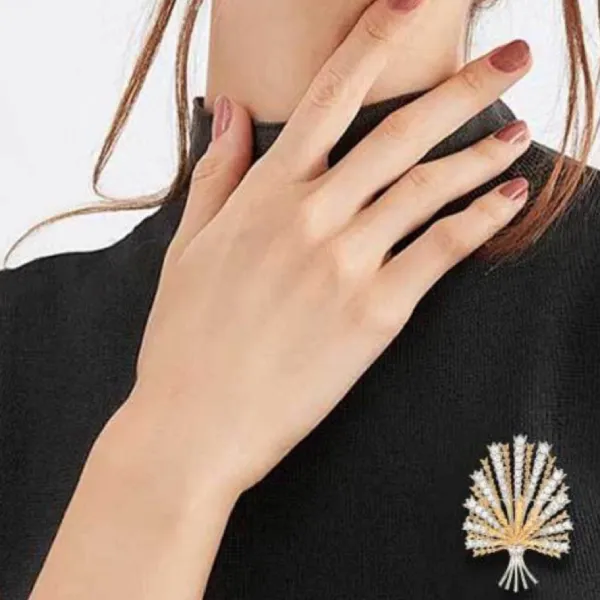Cài Áo Nữ Meri Autumn Sheaf BR44 Màu Vàng Phối Bạc