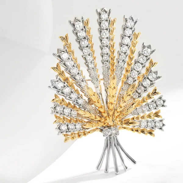 Cài Áo Nữ Meri Autumn Sheaf BR44 Màu Vàng Phối Bạc