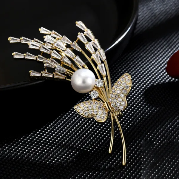 Cài Áo Nữ Meri Butterfly Reed BR41 Màu Vàng Gold