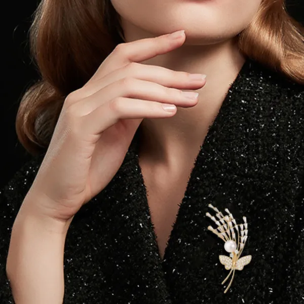Cài Áo Nữ Meri Butterfly Reed BR41 Màu Vàng Gold