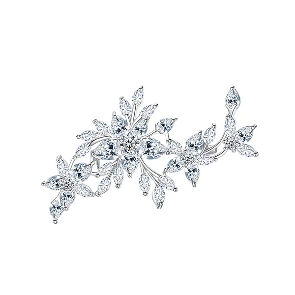 Cài Áo Nữ Meri Crystal Bloom BR20 Màu Bạc