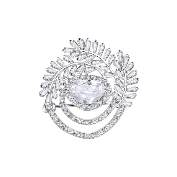 Cài Áo Nữ Meri Crystal Shine BR21 Màu Bạc
