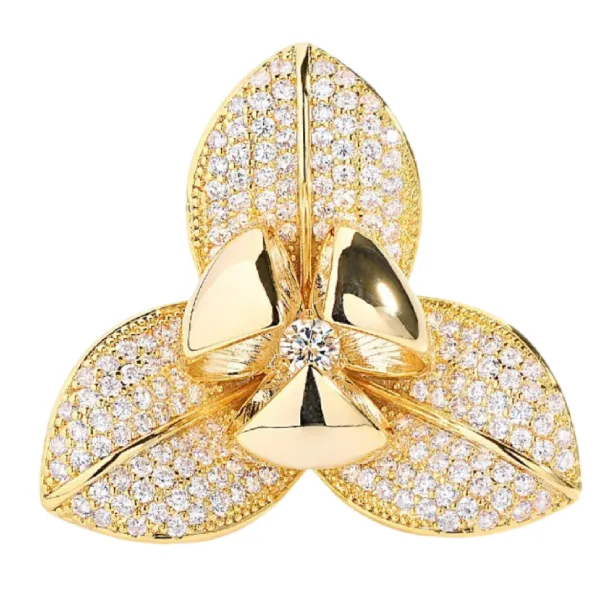 Cài Áo Nữ Meri Golden Trillium BR25 Màu Vàng