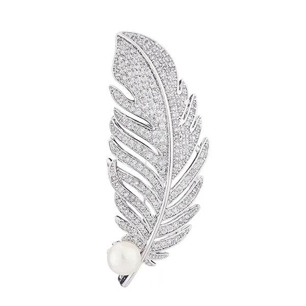 Cài Áo Nữ Meri Lumina Feather BR70 Màu Bạc
