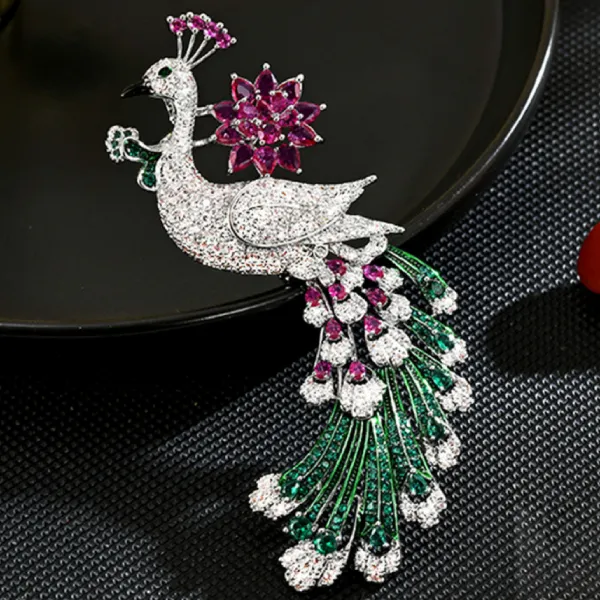 Cài Áo Nữ Meri Peacock Bloom BR49 Màu Bạc