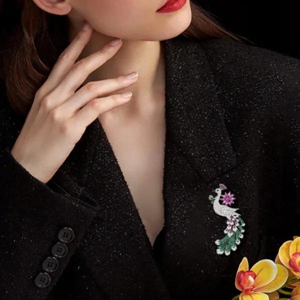 Cài Áo Nữ Meri Peacock Bloom BR49 Màu Bạc