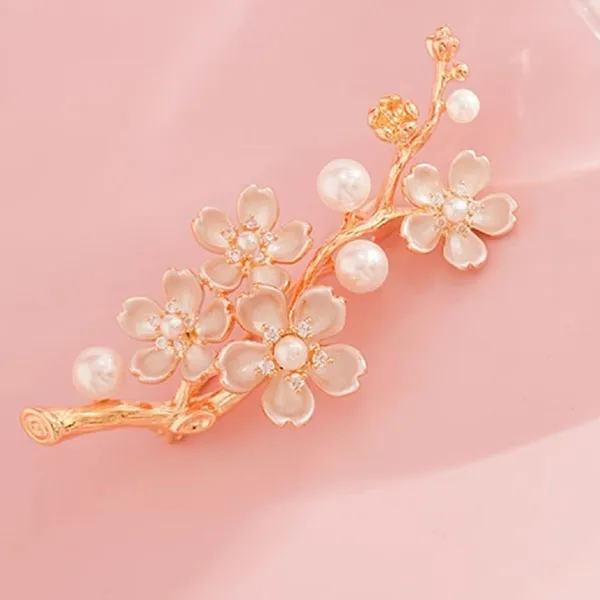 Cài Áo Nữ Meri Pearl Apricot Sprig BR108 Màu Vàng/Trắng