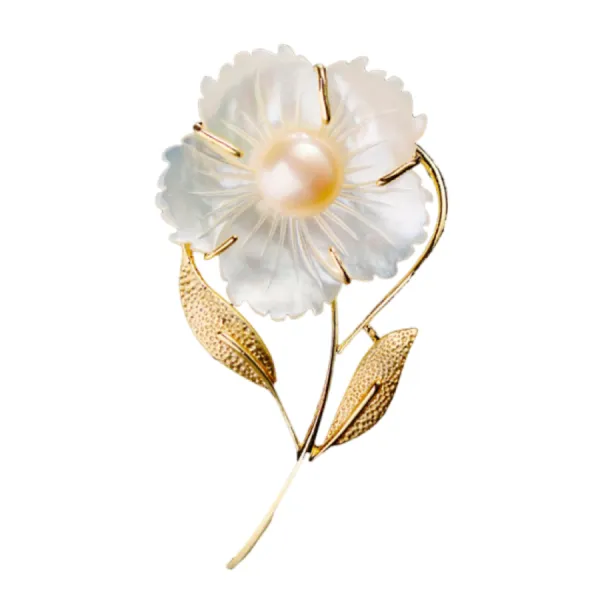 Cài Áo Nữ Meri Pearlescent Flower BR35 Màu Vàng