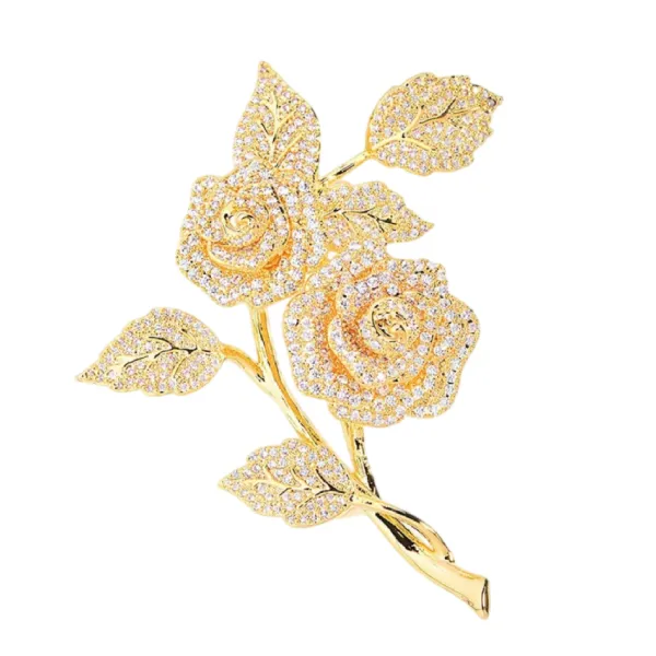 Cài Áo Nữ Meri Rose Duet BR26 Màu Vàng