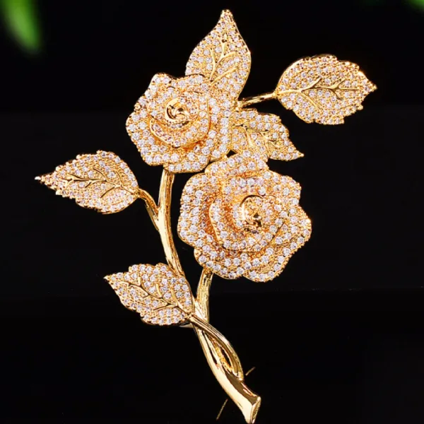 Cài Áo Nữ Meri Rose Duet BR26 Màu Vàng