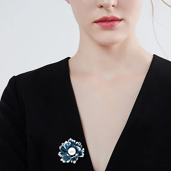 Cài Áo Nữ Meri Whispering Peony BR468-X Màu Xanh Blue