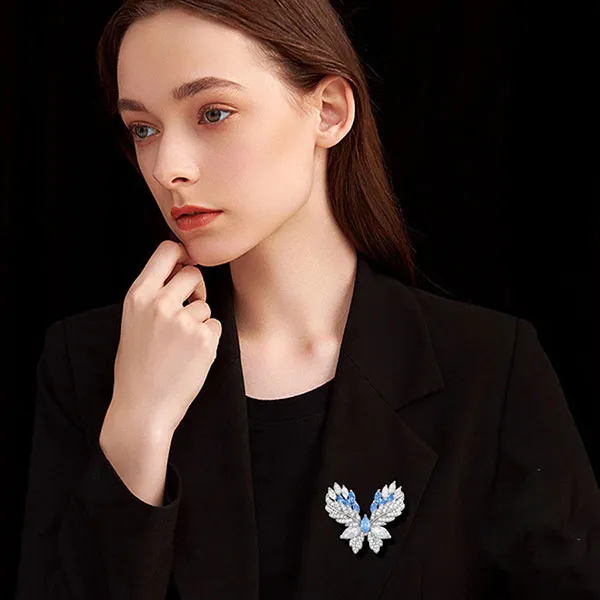 Cài Áo Nữ Meri Winter Wings BR73 Màu Trắng Xanh