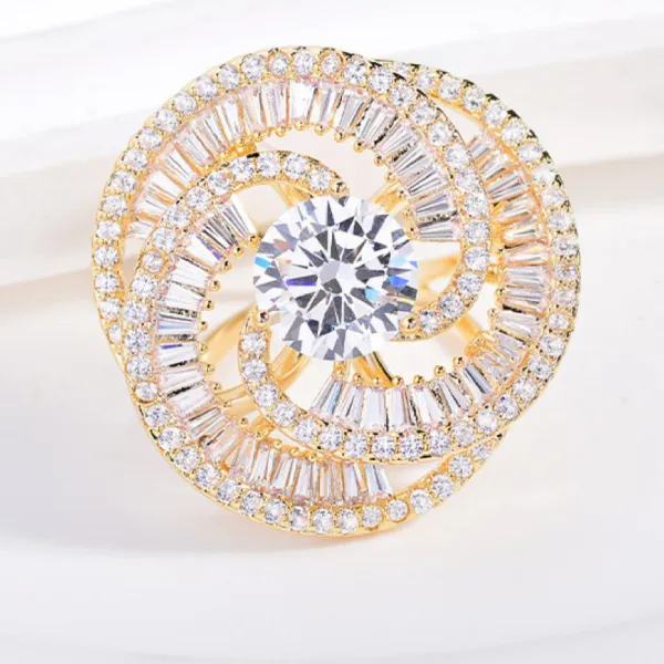 Cài Khăn Nữ Meri Sparkling Spiral BR907 Màu Vàng