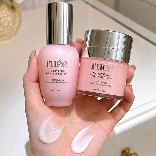 Combo Kem Dưỡng + Serum Sáng Da Rúee Mela 2X Erase Brightening (2 x 50ml)