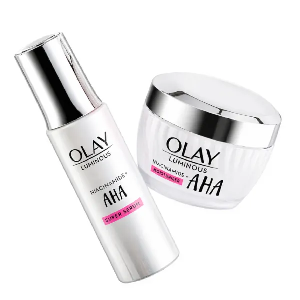 Combo Serum + Kem Dưỡng Hỗ Trợ Dưỡng Sáng, Làm Mờ Thâm Mụn Olay Luminous Niacinamide + AHA (30ml + 50g)