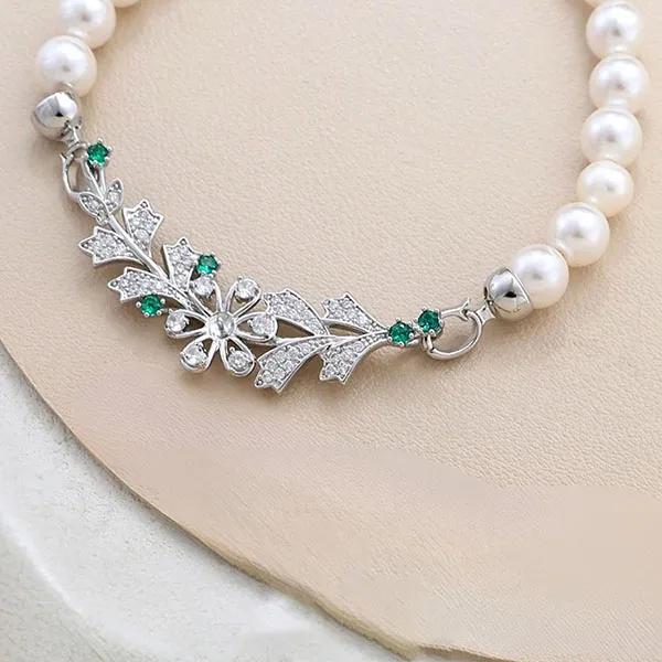 Dây Chuyền Nữ Jessica Pearl Spring Sprig JN12 Màu Trắng