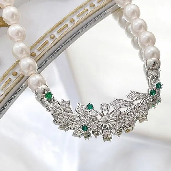 Dây Chuyền Nữ Jessica Pearl Spring Sprig JN12 Màu Trắng