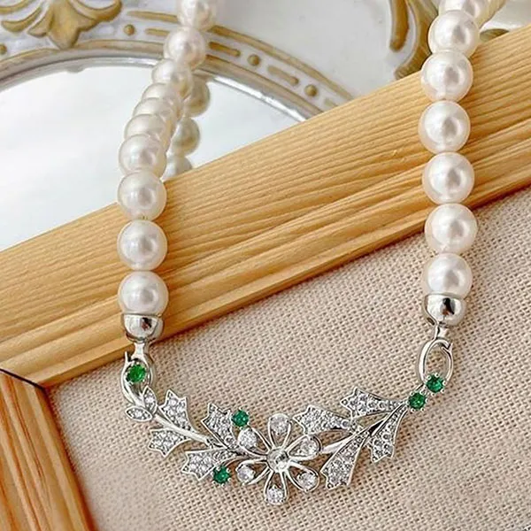 Dây Chuyền Nữ Jessica Pearl Spring Sprig JN12 Màu Trắng