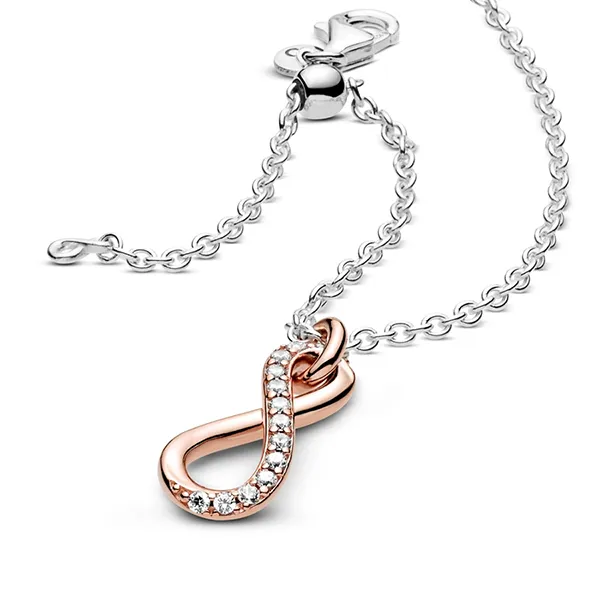 Dây Chuyền Pandora Sparkling Zircon Necklace Màu Vàng Hồng