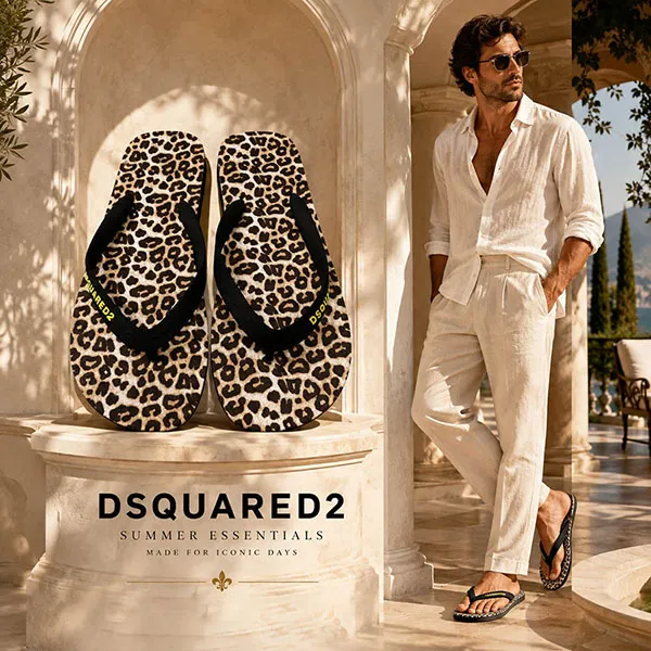 Dép Nam Dsquared2 FFM0001 17208868 M4269 Màu Họa Tiết Da Báo Size 39