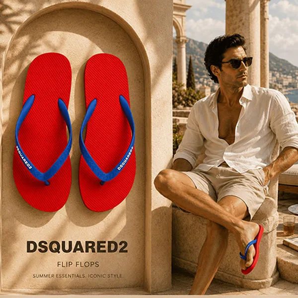 Dép Nam Dsquared2 FFW000117200001M340 Màu Đỏ Xanh Size 40