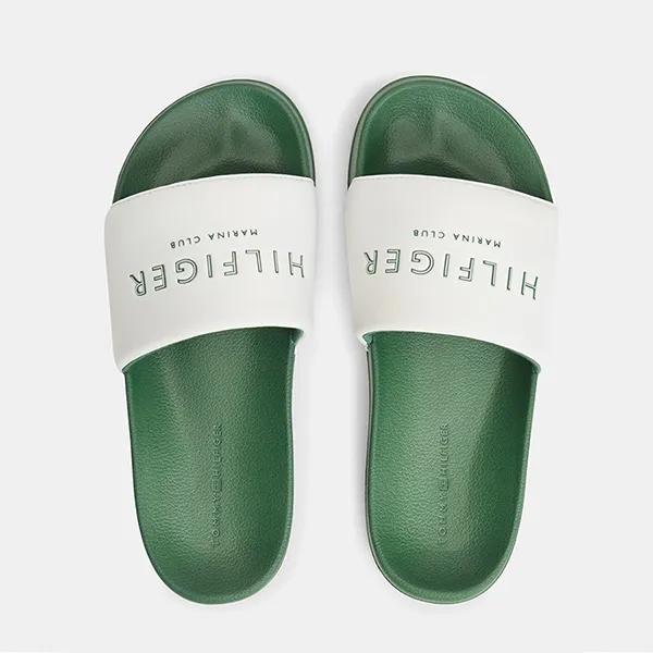 Dép Nam Tommy Hilfiger Logo Pool Slides FM0FM05898Z00 Màu Xanh/Trắng Size 39