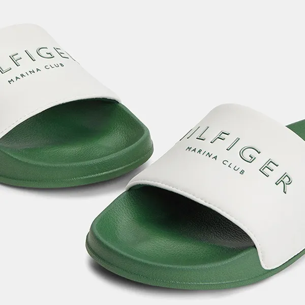 Dép Nam Tommy Hilfiger Logo Pool Slides FM0FM05898Z00 Màu Xanh/Trắng Size 39