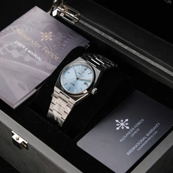 Đồng Hồ Nam Alexander Ferros Men Automatic 5052S/13 38mm Màu Xanh Bạc