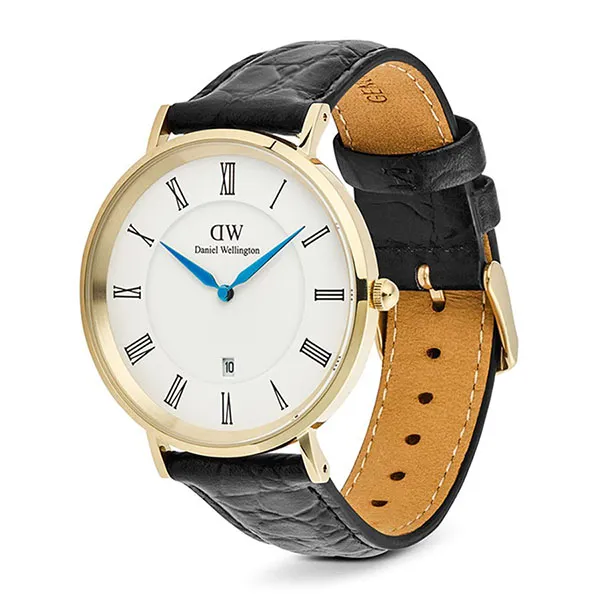 Đồng Hồ Nam Daniel Wellington Classic Roman Numerals Date Black Croc Belly DW00100915 Màu Đen Vàng