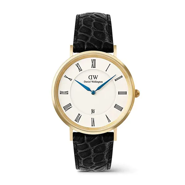 Đồng Hồ Nam Daniel Wellington Classic Roman Numerals Date Black Croc Belly DW00100915 Màu Đen Vàng
