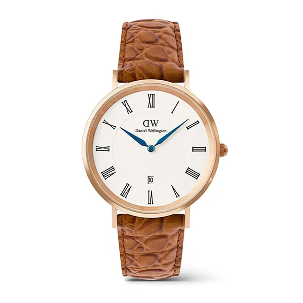 Đồng Hồ Nam Daniel Wellington Classic Roman Numerals Date Light Brown Croc Belly DW00100918 Màu Nâu Trắng